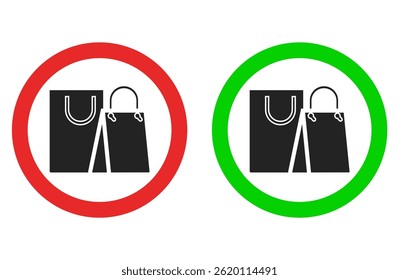 Isolated illustration shopping zone or no shopping sign