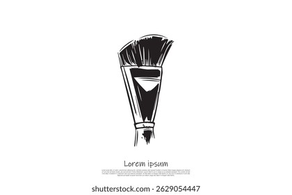 A ilustração isolada mostra um ícone de pincel desenhado à mão com contorno em negrito em um fundo transparente perfeito para projetos criativos.