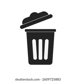 Isolated illustration silhouette garbage with lid