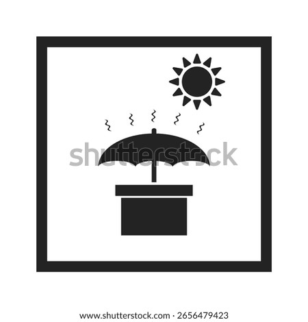 Isolated illustration silhouette keep away this box direct sunlight for packaging storage 
for methods