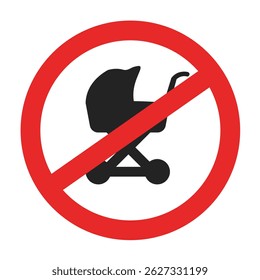 Isolated illustration silhouette no baby stroller buggy sign