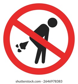 Isolated illustration silhouette no farting prohibited, fart forbidden sign
