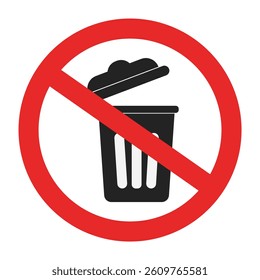 Isolated illustration silhouette no garbage sign
