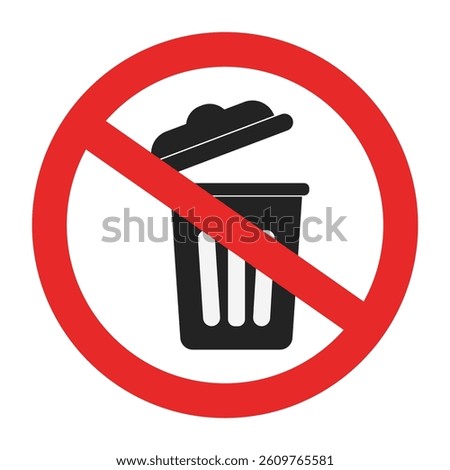 Isolated illustration silhouette no garbage sign