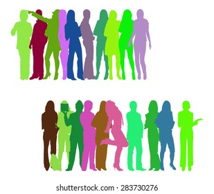 Isolated Illustration. Silhouettes people.