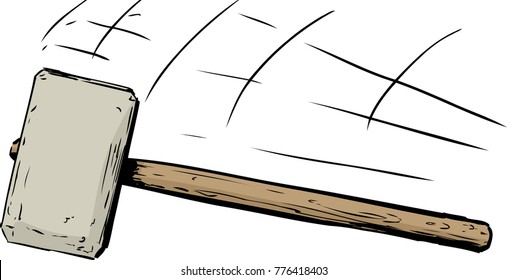 Isolated illustration of single sledge hammer moving down