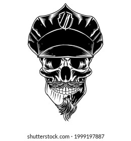 Isolated illustration skull for branding logo and emblem badge, design element tattoo sample design