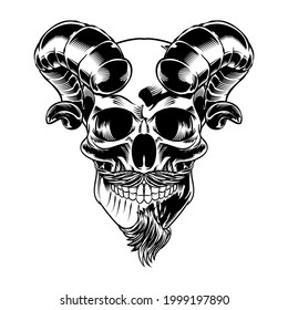 Isolated illustration skull for branding logo and emblem badge, design element tattoo sample design