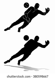 isolated illustration soccer goalie , black and white drawing, white background