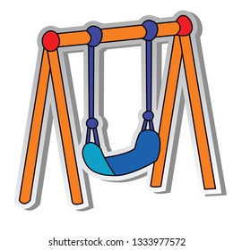 isolated illustration of a swing sticker cartoon illustraton isolated on white