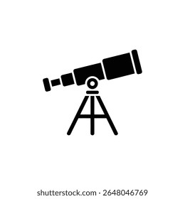 Ilustração isolada do símbolo do telescópio no tripé para astronomia. Telescópio para projetos de educação e ciência em fundo transparente.