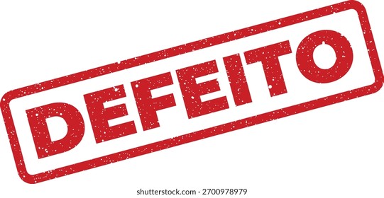 Ilustração isolada de um selo retangular texturizado com cantos arredondados que exibe a palavra defeito, que significa defeito ou falha em português. Pode ser usado na embalagem do produto ou em designs de web.