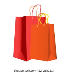 Isolated illustration of two shopping paper bag symbol of shop, online retail, product, promo, coupon, flash sale, discount web element
