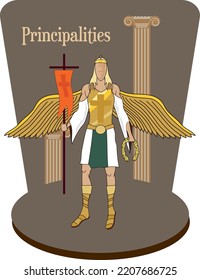 Isolated Illustration Vector Of Christian Mythology, Hierarchy Of Angels, Principalities, Lower Hierarchy.