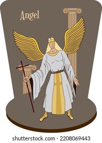 Isolated Illustration Vector Of Christian Mythology, Hierarchy Of Angels, Angel, Lower Hierarchy.