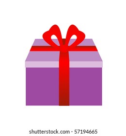 Isolated illustration of violet gift box.