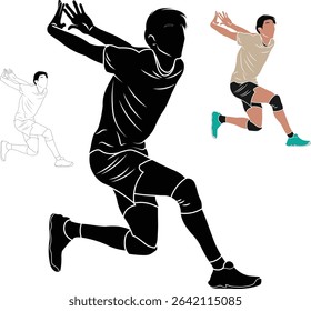 Isolated illustration of a Volleyball player about to spike a ball. 
