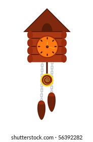 Isolated illustration of wall old-fashioned clock.
