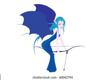 Isolated illustration of winged archer
