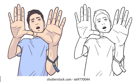 Isolated illustration of young male student partying