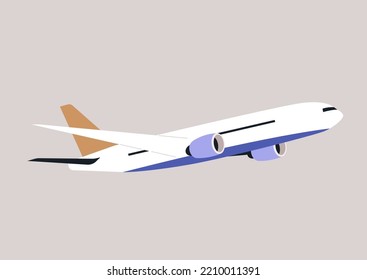 An isolated image of an aircraft with colorful turbines and tail, travel concept