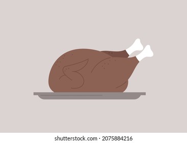 An isolated image of a baked turkey, thanksgiving celebration