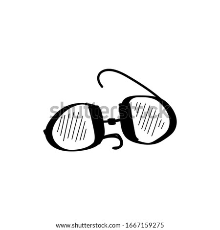 Isolated image of black sunglasses on a white background. For icons, glasses advertising and vision correction, glasses cases, and eye protection from ultraviolet radiation. Vector graphics.