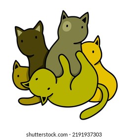 Isolated image with cute cats. Vector illustration of kittens on white background.