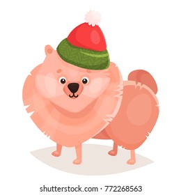 isolated image of a dog with Christmas paraphernalia, the symbol of the new year