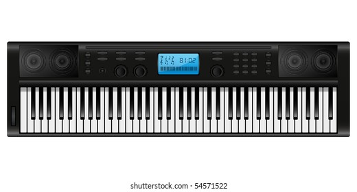 Isolated image of an electronic piano. Vector illustration.