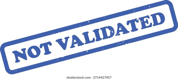Imagem isolada com um selo azul não validado com um efeito de textura grunge, colocado contra um pano de fundo branco limpo, simbolizando um conceito de negócios.