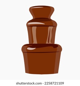 isolated image of fondue chocolate fountain. fountain with three cascades of liquid chocolate.colored vector illustration in semi-realism style.