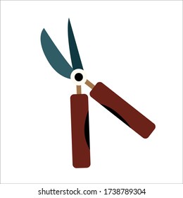 Isolated image of garden shears on a white background. Vector graphics. Flat.