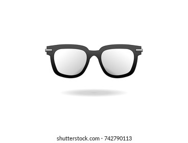 Isolated image of glasses. Wayfarer glasses. Version of the model points to a man or woman. Unisex style.