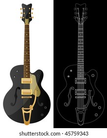 Isolated image of the guitars. Vector illustration.