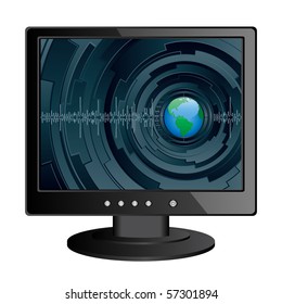 Isolated image of a LCD monitor. Vector illustration.