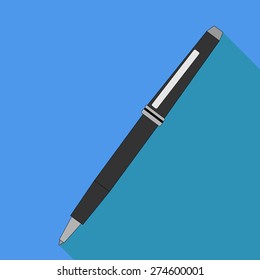 Imagen aislada de un bolígrafo sobre un fondo azul. diseño plano