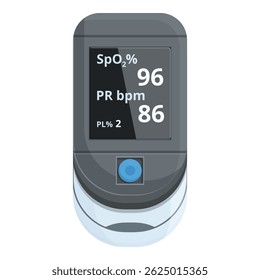 Isolated image of a pulse oximeter showing blood oxygen saturation  spo2  and pulse rate