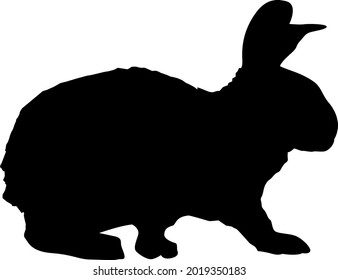 An isolated image of a rabbit. Creative graphic design for a butcher shop, farmer's market. Poster on the theme of animals. Black silhouette of a rabbit on a white background. A set of farm animals.
