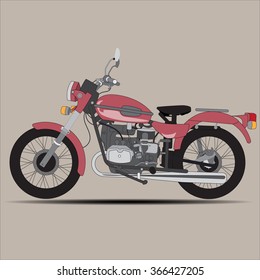 isolated image of a red retro motorcycle on brown background