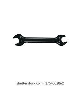 An isolated image of a wrench on a white background. Wrench for tightening metal nuts. Hand tool. Vector image.