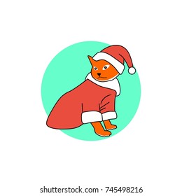 isolated images of pets dressed in Christmas attire. illustration. logo. simple. memorable