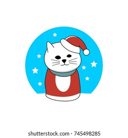 isolated images of pets dressed in Christmas attire. illustration. logo. simple. memorable