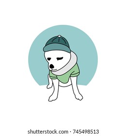 isolated images of pets dressed in Christmas attire. illustration. logo. simple. memorable