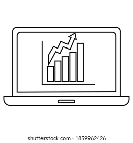 Isolated increased report draw in white background financial icon- Vector
