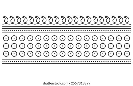 Isolated Indian border ornament pattern. Ethnic decorative element. Textile pattern. Frame