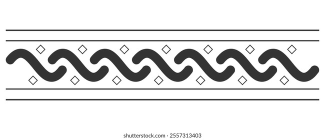 Isolated Indian border ornament pattern. Ethnic decorative element. Textile pattern. Frame