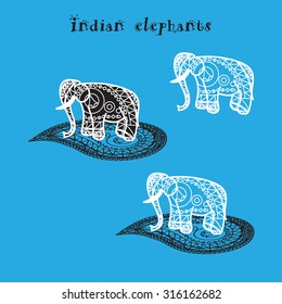 Isolated Indian elepnant and asian illustration. Vector