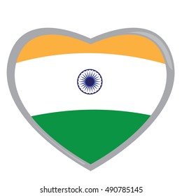 Isolated Indian flag on a heart shape, Vector illustration