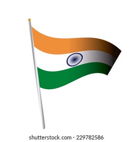 an isolated indian flag on a white background